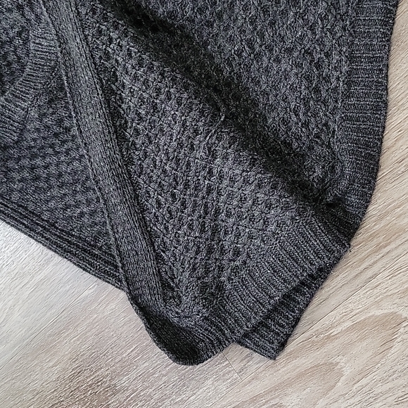 Vince. Charcoal Gray Honeycomb Yak Wool Blend Long Open Front Cardigan Sweater M - Picture 3 of 16